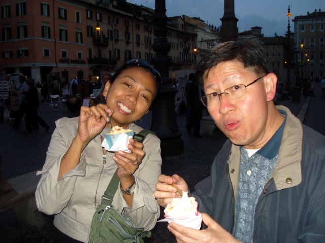 having a late night gelato with Bishop Chito