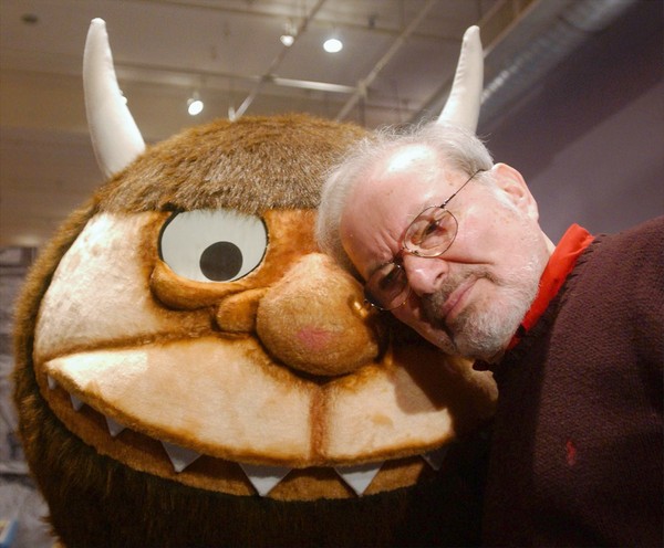 Maurice Sendak with a "Where the Wild Things Are" character